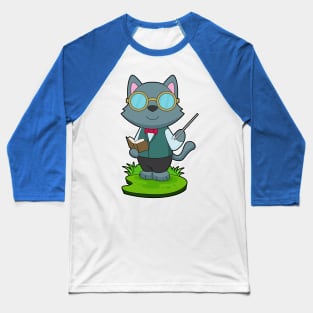 Cat Teacher Pointer Baseball T-Shirt